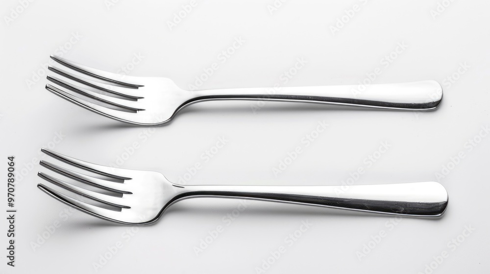 Two forks sit together, ideal for close-up shots or editorial use Two forks sit together, ideal for close-up shots or editorial use