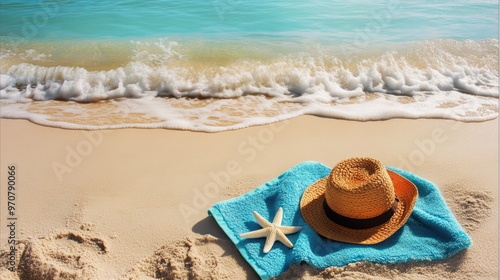 Rectangular Beach Towel in the sand photo