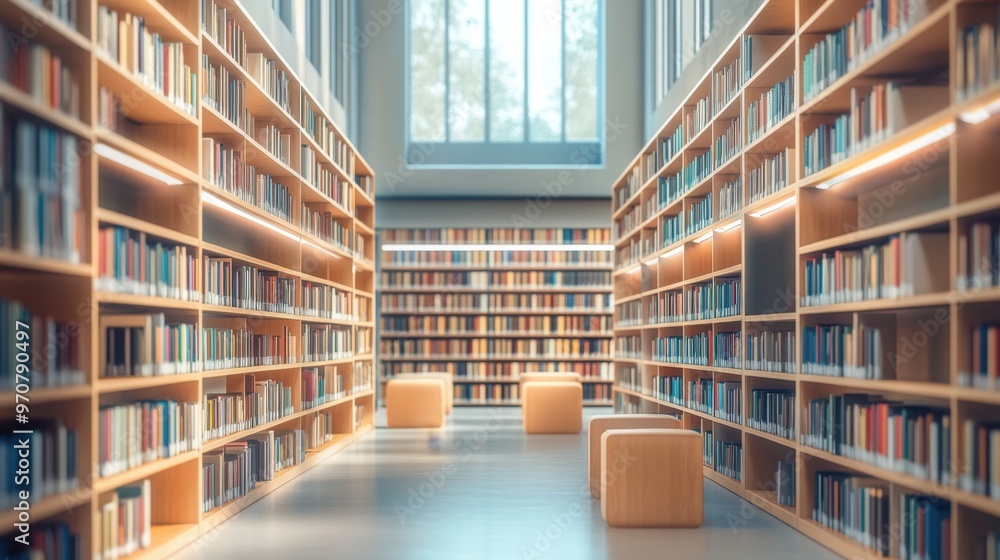 Modern library or bookstore interior with Learning and coworking space,relax zone,Library with rows of bookshelves arranged,school,university,shared desk and chairs,panoramic window. Modern library or bookstore interior with Learning and coworking space,relax zone,Library with rows of bookshelves arranged,school,university,shared desk and chairs,panoramic window.