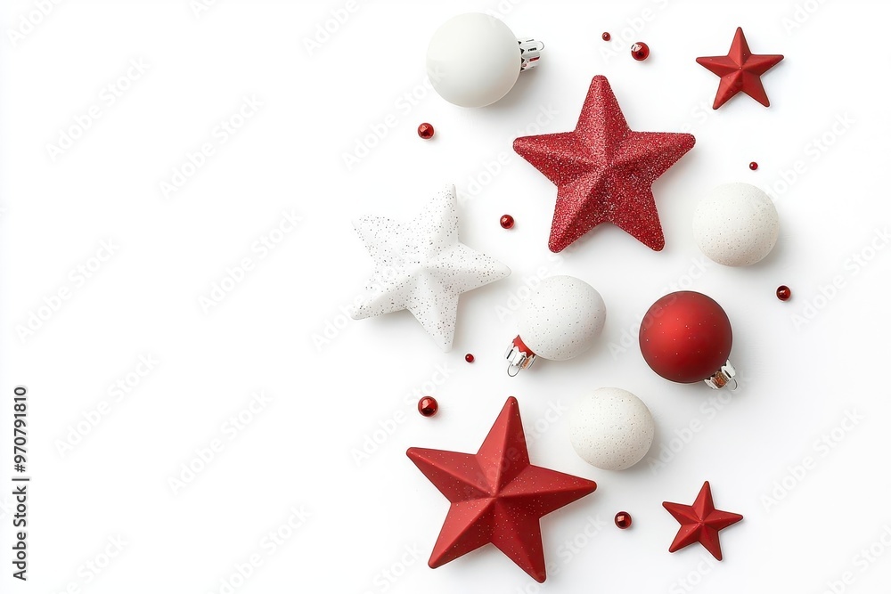 Christmas star ornaments isolated on white background, adding festive cheer to the decoration. Christmas star ornaments isolated on white background, adding festive cheer to the decoration.