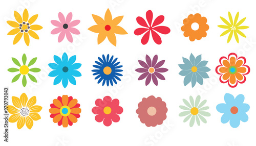 Set of flowers. Abstract wildflowers icon. botany style for banners, wallpaper, posters, websites, online shopping.Vector illustration design.