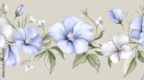 An attractive border of cartoon flowers on a light orchid backdrop, offering a fresh and playful look