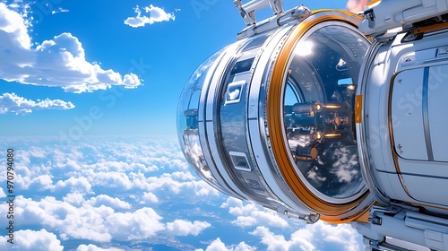 Futuristic Space Elevator Concept Connecting Earth to Orbit photo