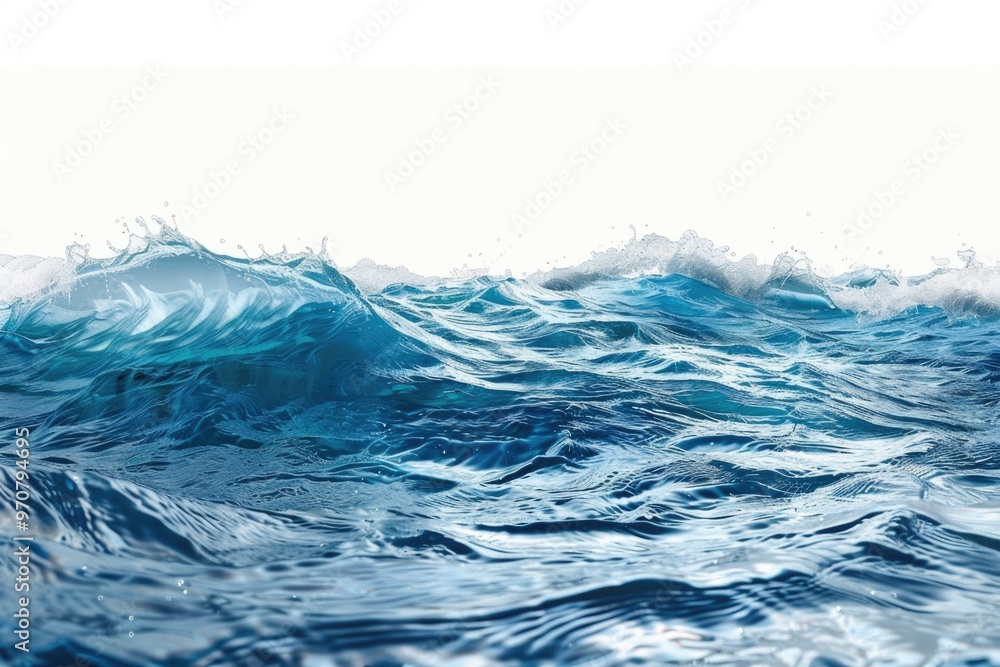 A close-up view of wavy water, suitable for use in illustrations about nature, the ocean, or outdoor activities A close-up view of wavy water, suitable for use in illustrations about nature, the ocean, or outdoor activities