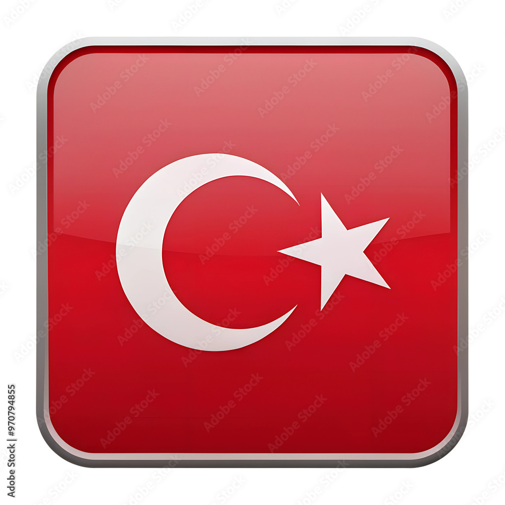 Turkey flag in Rounded Square icon isolated on a transparent background Turkey flag in Rounded Square icon isolated on a transparent background