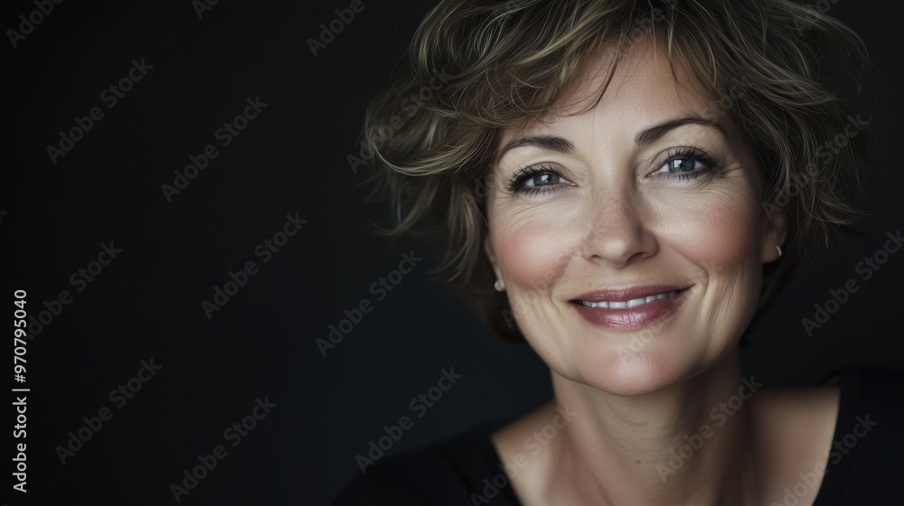 Upscaled portrait of a smiling middle-aged woman – professional stock image Upscaled portrait of a smiling middle-aged woman – professional stock image