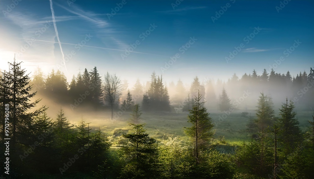 Foggy Forest Landscape : A Serene Scene Foggy Forest Landscape : A Serene Scene