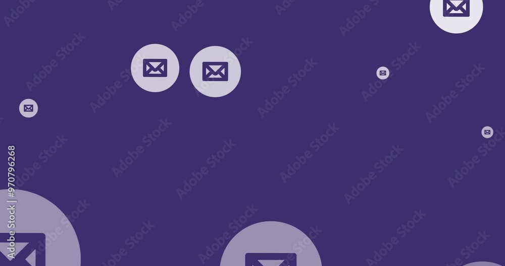 Animation of moving envelope icons on blue background Animation of moving envelope icons on blue background