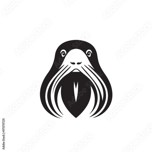 Walrus in cartoon, doodle style . Image for t-shirt, web, mobile apps and ui. Isolated 2d vector illustration in logo, icon, sketch style, Eps 10, black and white. AI Generative