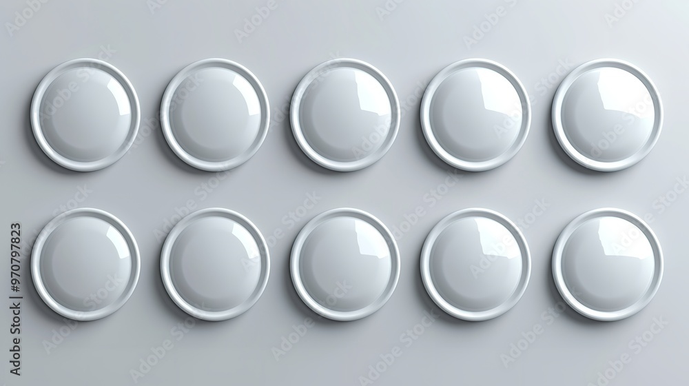 Circle Buttons White and Gray 3D Navigation Panel for Web Circle Buttons White and Gray 3D Navigation Panel for Web
