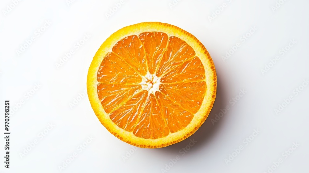 Fototapeta premium Orange fruit slice isolated on white background. Top view. Flat lay.