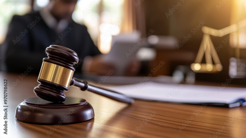 Gavel on a Table in a Courtroom Gavel on a Table in a Courtroom