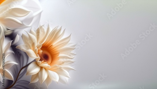 Abstrakcyjne białe tło z kwiatami © Monika