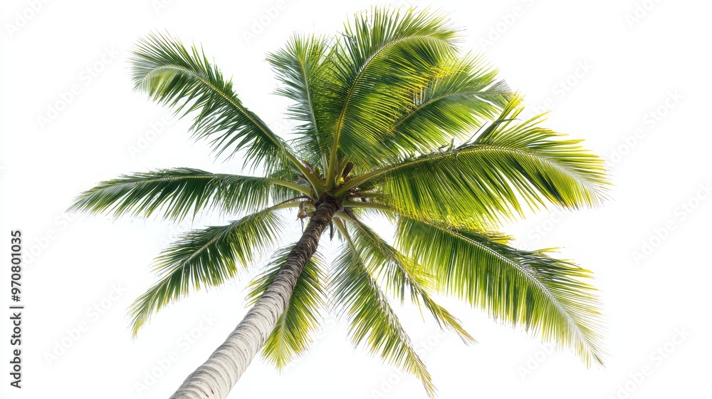 Coconut palm tree isolated on white background. Tropical foliage Coconut palm tree isolated on white background. Tropical foliage