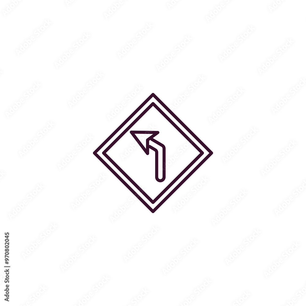 left curve sign outline icon. Linear vector from user interface concept. Thin line left curve sign icon isolated on white background left curve sign outline icon. Linear vector from user interface concept. Thin line left curve sign icon isolated on white background