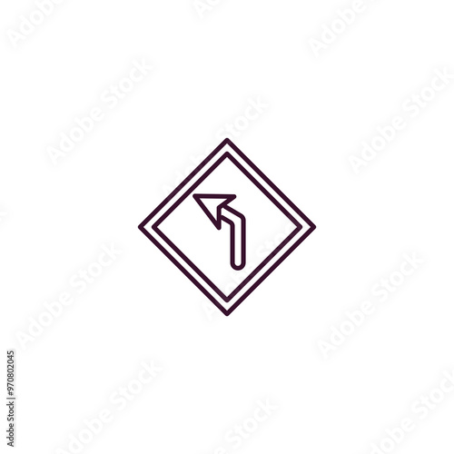 Free Download left curve sign outline icon. Linear vector from user interface concept. Thin line left curve sign icon isolated on white background - GFXLoad