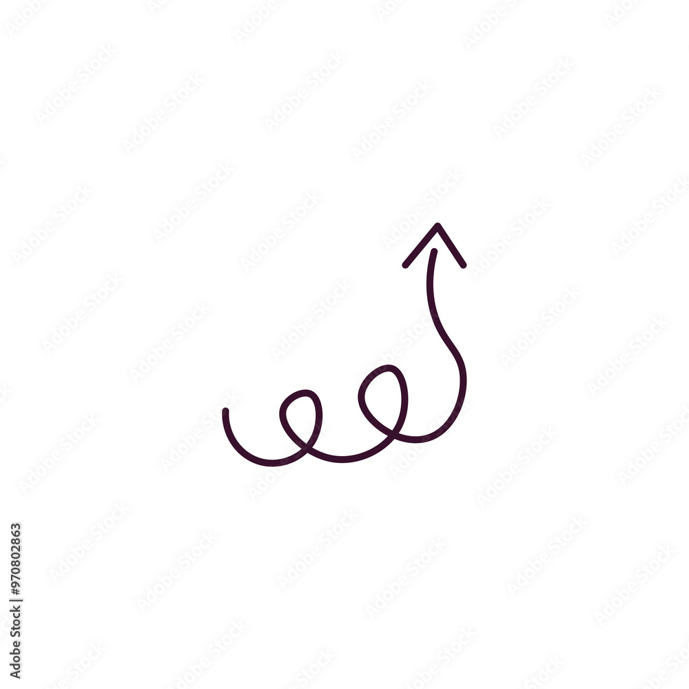 up arrow with scribble outline icon. Linear vector from user interface concept. Thin line up arrow with scribble icon isolated on white background up arrow with scribble outline icon. Linear vector from user interface concept. Thin line up arrow with scribble icon isolated on white background