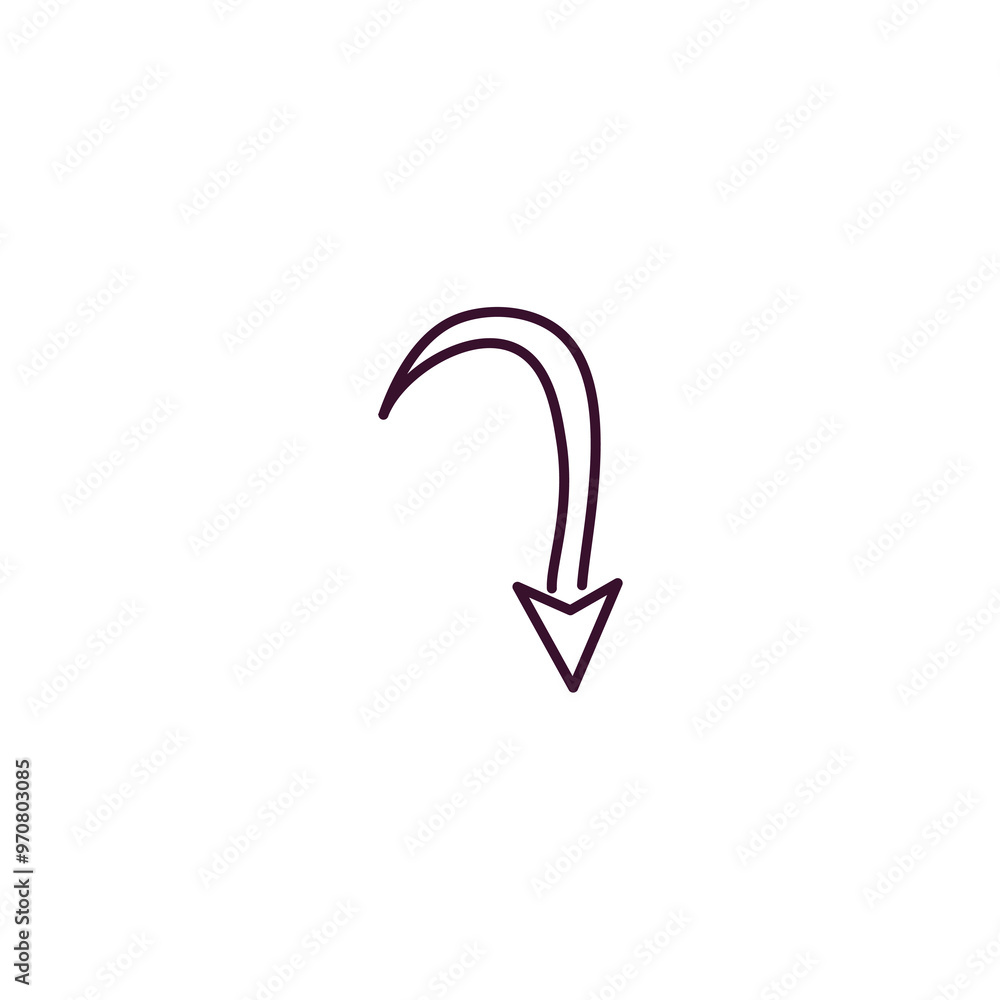 curved downward arrow outline icon. Linear vector from user interface concept. Thin line curved downward arrow icon isolated on white background curved downward arrow outline icon. Linear vector from user interface concept. Thin line curved downward arrow icon isolated on white background