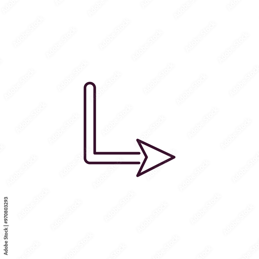 down right arrow outline icon. Linear vector from user interface concept. Thin line down right arrow icon isolated on white background down right arrow outline icon. Linear vector from user interface concept. Thin line down right arrow icon isolated on white background