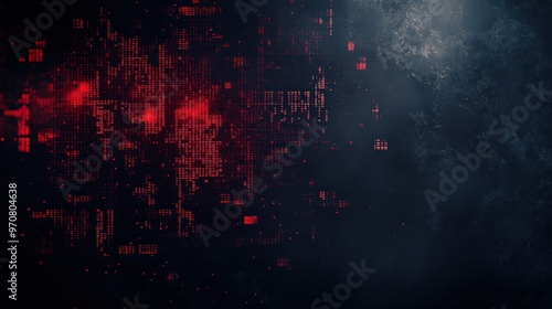 Digital Data Universe - Minimalist Binary Code and Metadata Icons on Dark Background with Copy Space