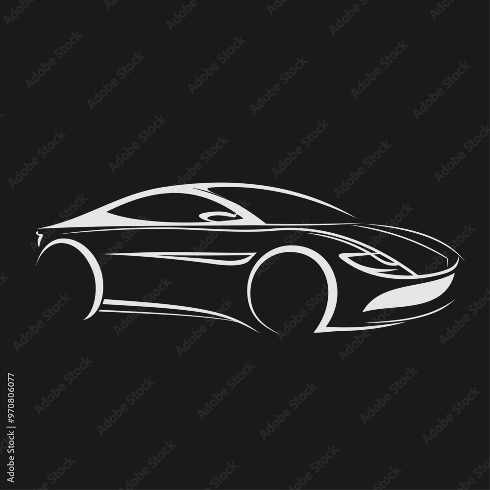Fototapeta premium Modern sport car sketch isolated. Vector illustration