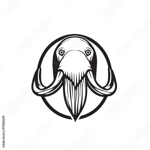 Walrus in cartoon, doodle style . Image for t-shirt, web, mobile apps and ui. Isolated 2d vector illustration in logo, icon, sketch style, Eps 10, black and white. AI Generative