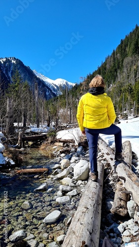 man in mountains photo