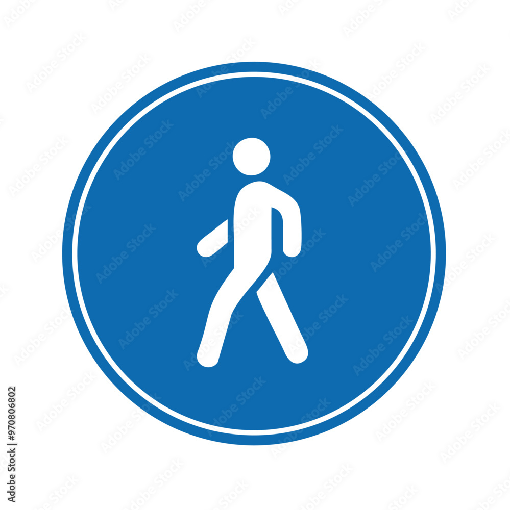 road sign icon, Warning Pedestrians road on blue round board. suitable for poster use and web icon road sign icon, Warning Pedestrians road on blue round board. suitable for poster use and web icon