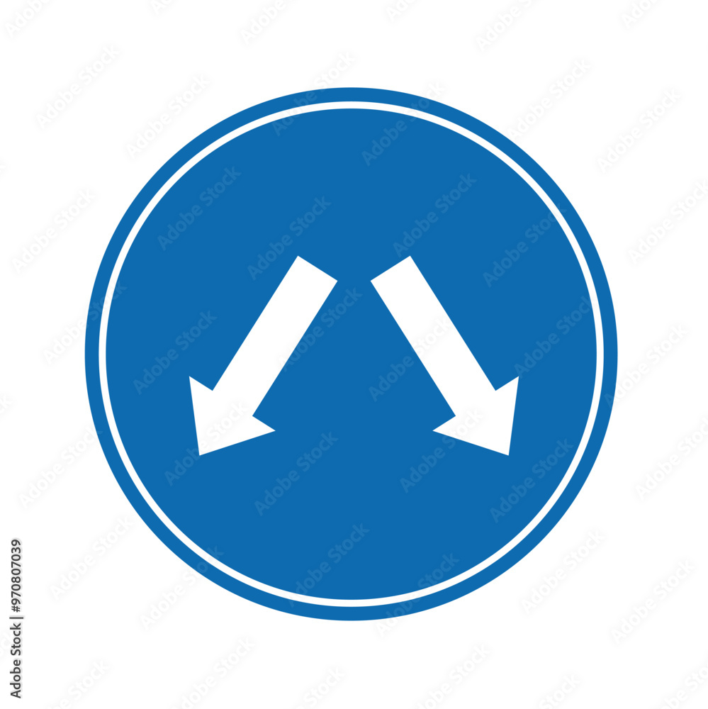 road sign icon, road divider Front on blue circle round board. suitable for poster use and web icon road sign icon, road divider Front on blue circle round board. suitable for poster use and web icon