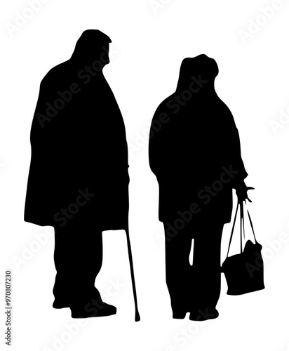 Elderly Man And Woman Silhouette