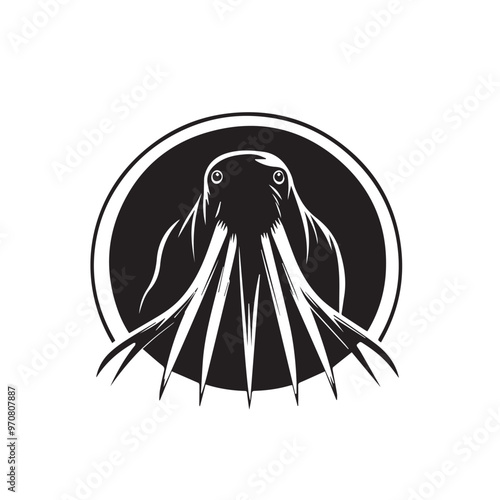 Walrus in cartoon, doodle style . Image for t-shirt, web, mobile apps and ui. Isolated 2d vector illustration in logo, icon, sketch style, Eps 10, black and white. AI Generative