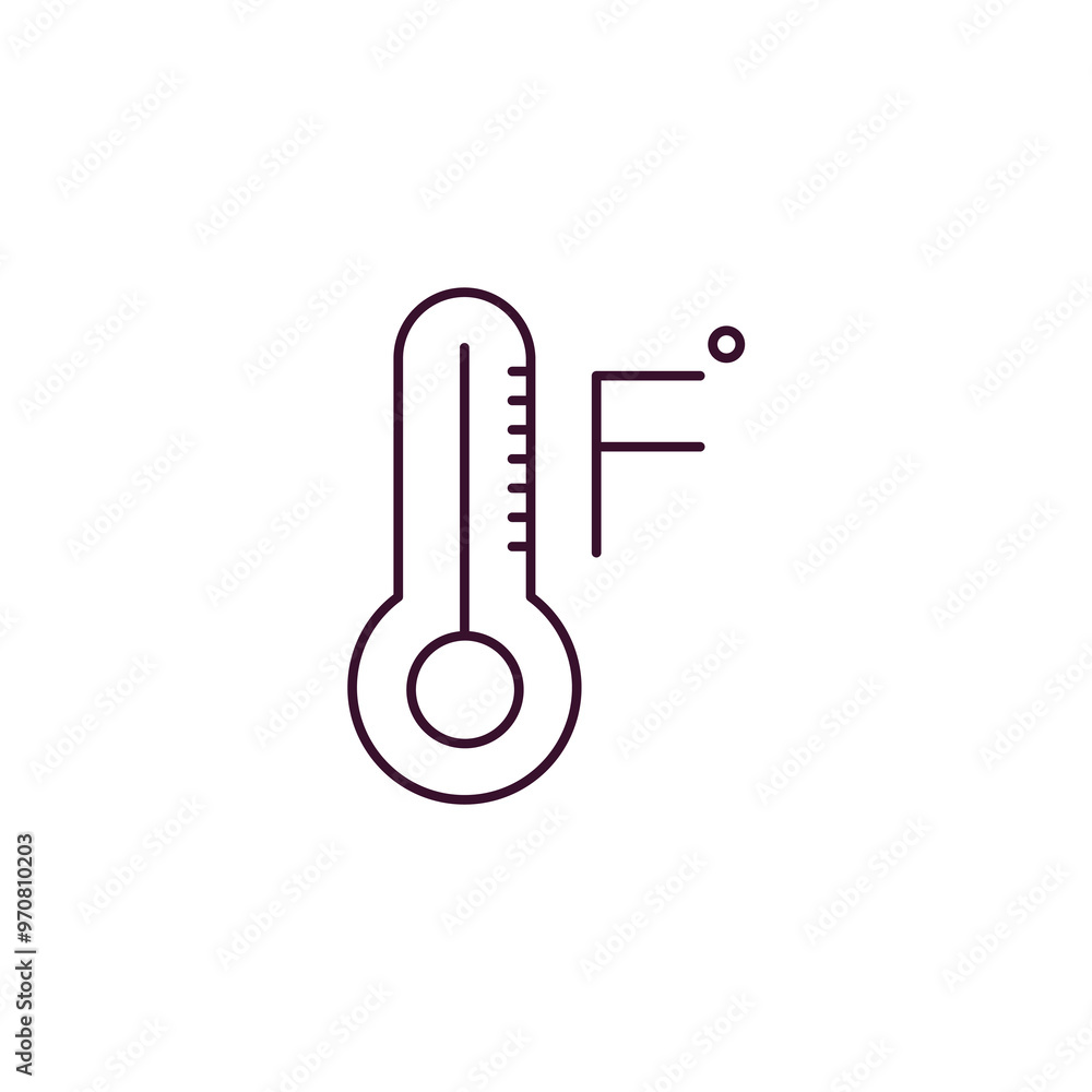farenheit outline icon. Linear vector from weather concept. Thin line farenheit icon isolated on white background farenheit outline icon. Linear vector from weather concept. Thin line farenheit icon isolated on white background
