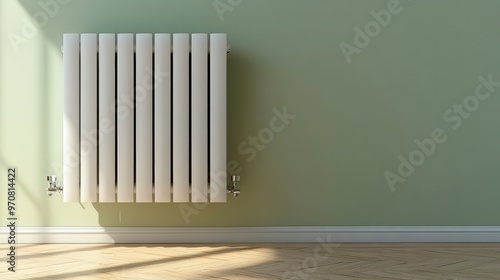 Modern White Radiator in Light Green Apartment