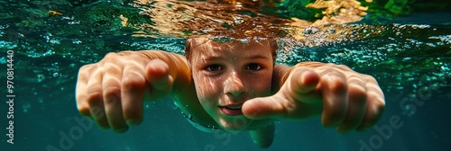 Underwater Girl Pointing
