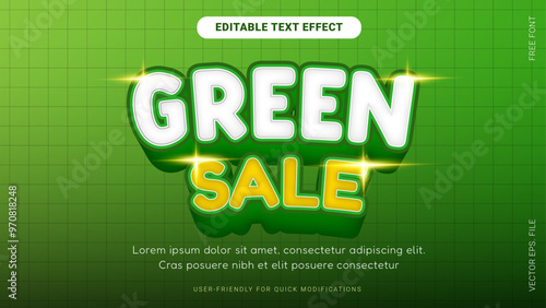 Editable Text Effect Green sale with green gradient background vector