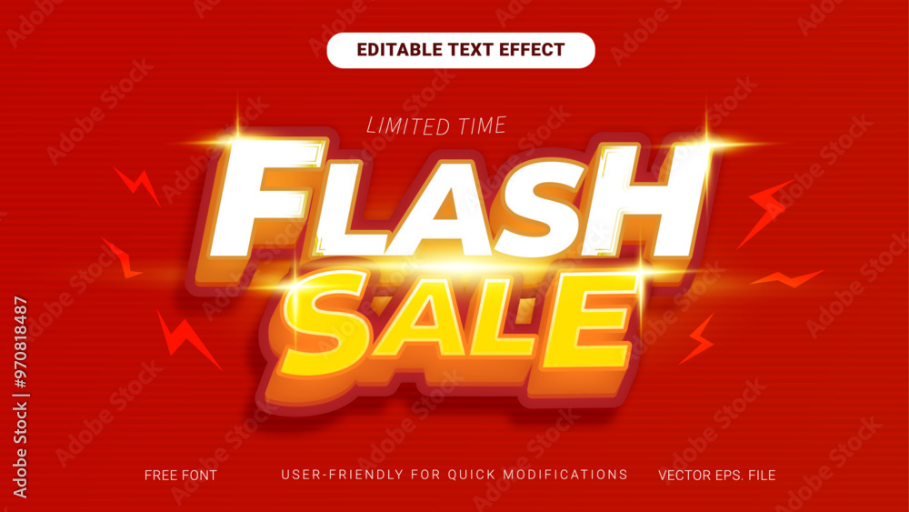 Editable Text Effect Flash sale with simple red gradient background vector Editable Text Effect Flash sale with simple red gradient background vector