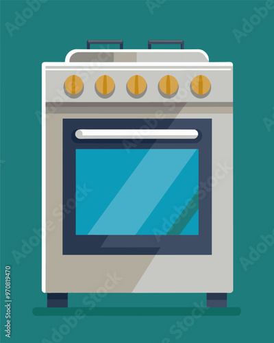 A stateoftheart oven equipped with convection technology using less energy to cook meals evenly and quickly.. Vector illustration