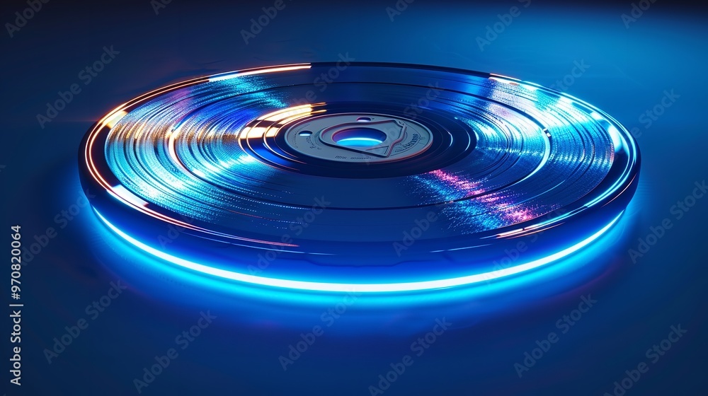 DVD CD Disc Isolated Blue Icon Illustration 8K Realistic