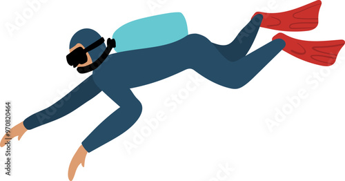 People Scuba Diving Flat Icon