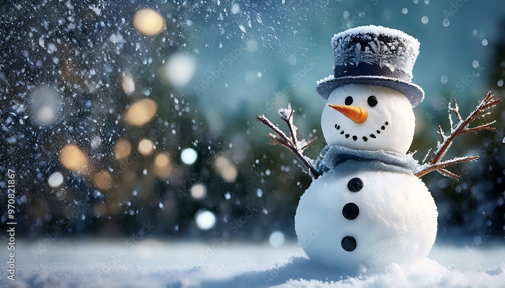 Snowman with falling snow Snowman with falling snow