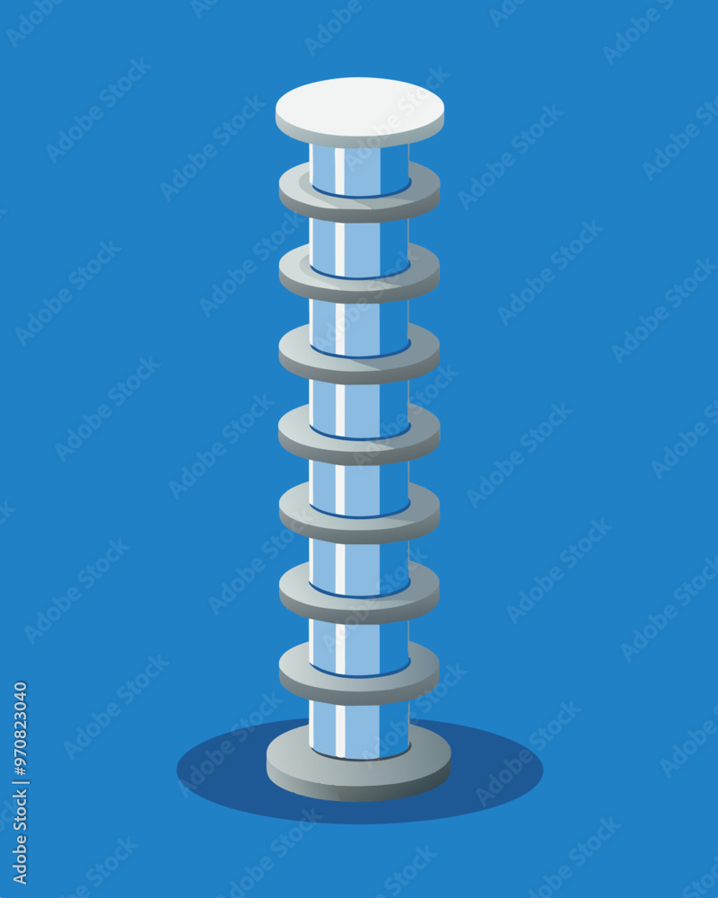 A solid column of metallic discs standing tall and proud as a testament to prudent budgeting.. Vector illustration A solid column of metallic discs standing tall and proud as a testament to prudent budgeting.. Vector illustration