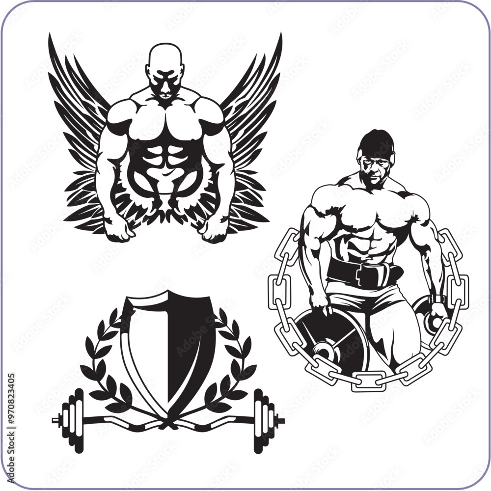 Obraz premium Bodybuilding and Fitness - vector illustration.