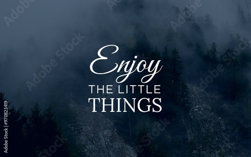 A charming quote graphic featuring 'Enjoy the Little Things' in whimsical typography. This design encourages appreciating life's simple joys, making it perfect for personal development or home decor. photo