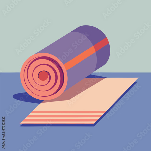 Adobe Illustrator Artwork illustration of a foldable yoga mat with a clean photo