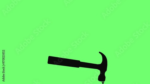Hammer moving, work animation. Motion graphic design. 4k.