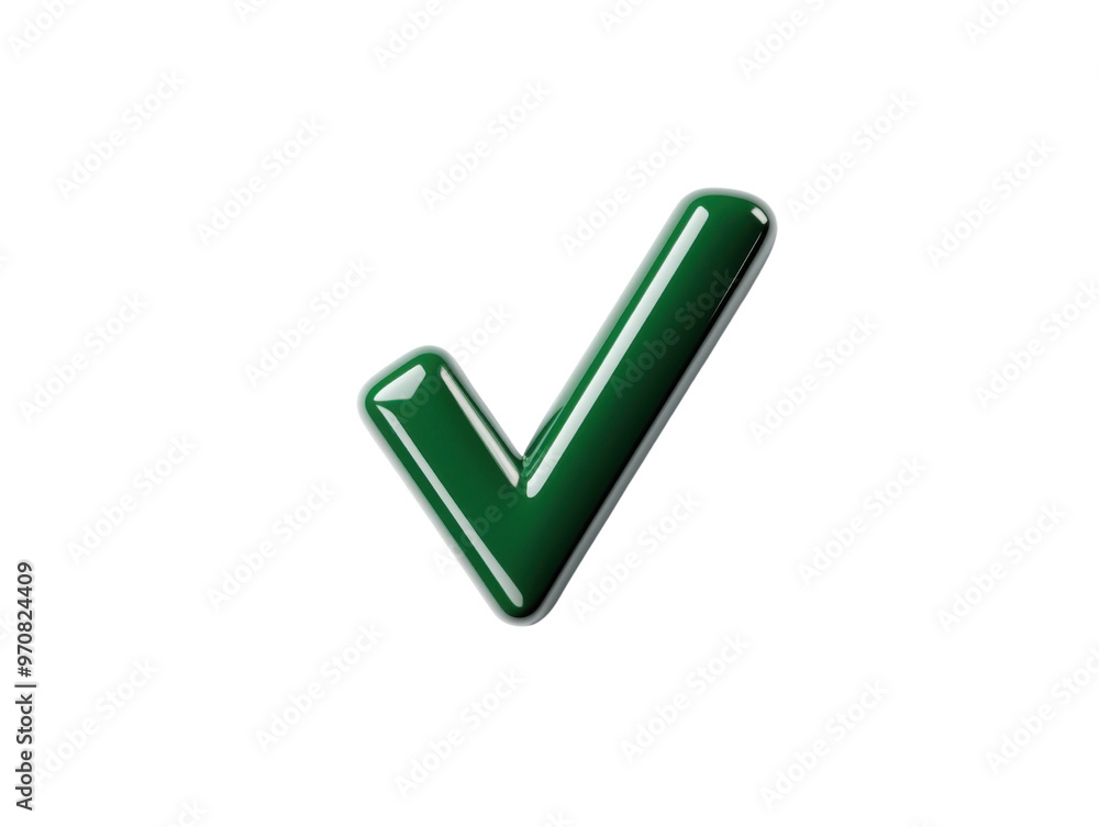 A glossy green check mark symbol representing approval, success, and completion in modern design. A glossy green check mark symbol representing approval, success, and completion in modern design.