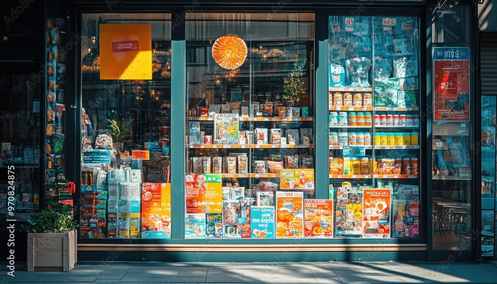 Storefront Window Display with Food Products Storefront Window Display with Food Products