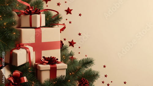 Beautiful Christmas colorful small and big present gift boxes background merry Christmas and happy new year