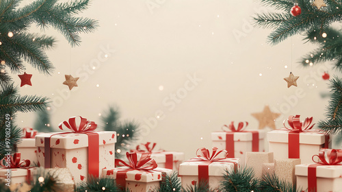 Beautiful Christmas colorful small and big present gift boxes background merry Christmas and happy new year