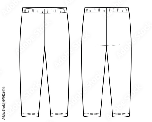 Kids and teens sport pants flat sketch